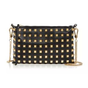 All Saints Black and Gold Studded Crossbody Bag